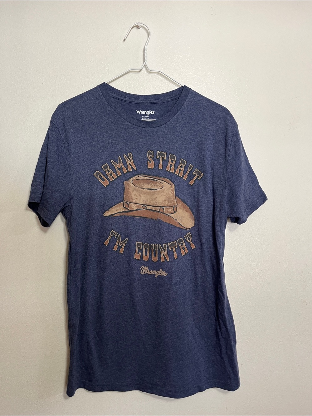 Wrangler Navy Short-Sleeve Graphic Tee with Tan Cowboy Hat